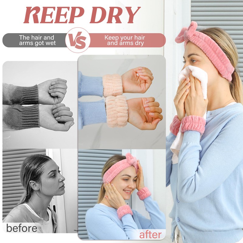 8 Pcs Spa Wrist Bands - Absorbent Microfiber Wristbands for