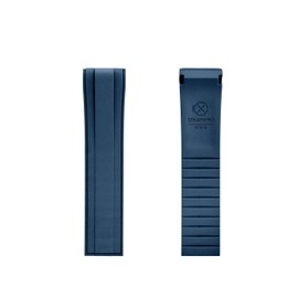 StrapXPro(STX1A) 22mm Watch Bands Men's Rubber Curved-end Watch Strap Replacement for Seiko Prospex Turtle & King Turtle Automatic Dive Watch SRP773, SRP775, SRP777, SPRA21, SRPE03, SRPE05, etc. (Navy Blue with Silver Clasp)