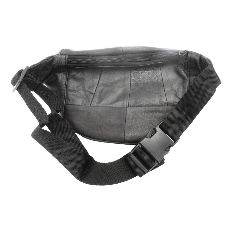 Lambretta Scooter Black Leather Fanny Pack Adjustable Travel Bumbag Gift