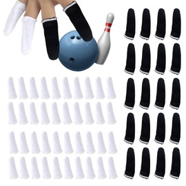 TVETE Bowling Finger Sleeves, Thumb Sleeves, Bowling Accessories, Finger Sleeves, Cotton, [Black 20pcs + White 40pcs], Non-slip, Protective, Elastic, Disposable, Soft, Breathable, Convenient