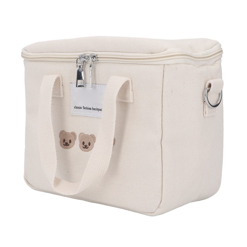 Diaper Shoulder Bag Oxford Cloth Large Capacity Embroidery Bear Pattern