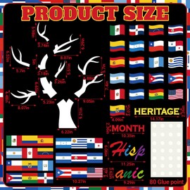 Containlol Hispanic Heritage Month Bulletin Board Decorations Latin American Classroom Decor Spanish Flags Cutouts for National Hispanic Classroom School Party Supplies (Tree)