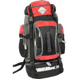 SiXsigma Sports Lightweight 35L Hiking Backpack for Men - Water Resistant, Multiple Pockets, Ideal Travel Rucksack, Small Camping Backpack, Perfect for Outdoor Adventures (Red)