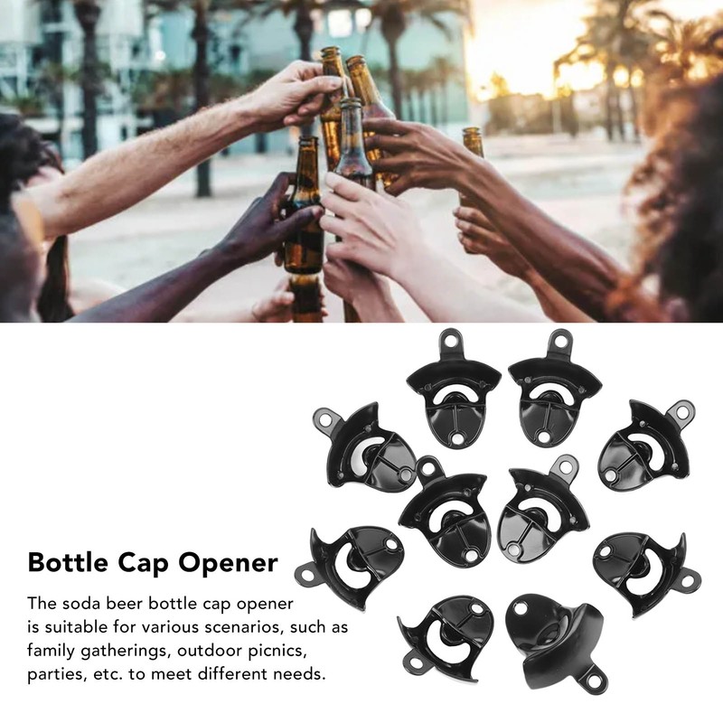 10Pcs Black Beer Bottle Opener Bar Beer Soda Bottle Cap