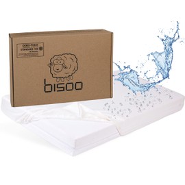 Bisoo Fitted Sheet 80 x 160 - 2-in-1 Waterproof Bed Sheet 80 x 160 cm Children - 2-in-1 Fitted Sheet Mattress Protector for Cot Junior Bed 100% Cotton Jersey Oeko-Tex - 1 Piece White 160 x 80 cm