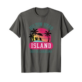 Retro Cool Hilton Head Island SC Beach Souvenir Novelty Art T-Shirt for Men Women Girls Kids