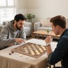 OUMODA Walnut 15" Magnetic Checkers Board Game Set - Folding