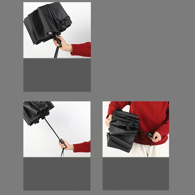 Automatic Umbrella 12 Ribs Sturdy Solid Color Windproof Folding Rain