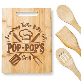 KITCHENVOY Grandpa Cutting Board - Gifts for Grandpa on Fathers Day - Pop Gifts for Grandpa from Grandkids - Grandpa Kitchen Gift for Christmas, Anniversary