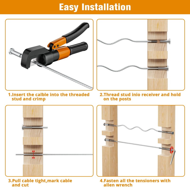 CELYND Invisible Cable Railing Kit - 50 Pack 1/8" T316