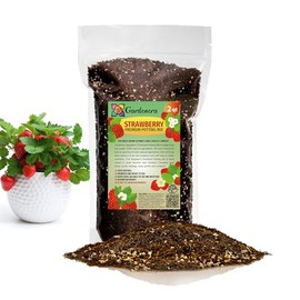 Gardenera Strawberry Premium Potting Soil Mix - Ideal Blend for Growing Robust and Flavorful Strawberries - 2 Quart