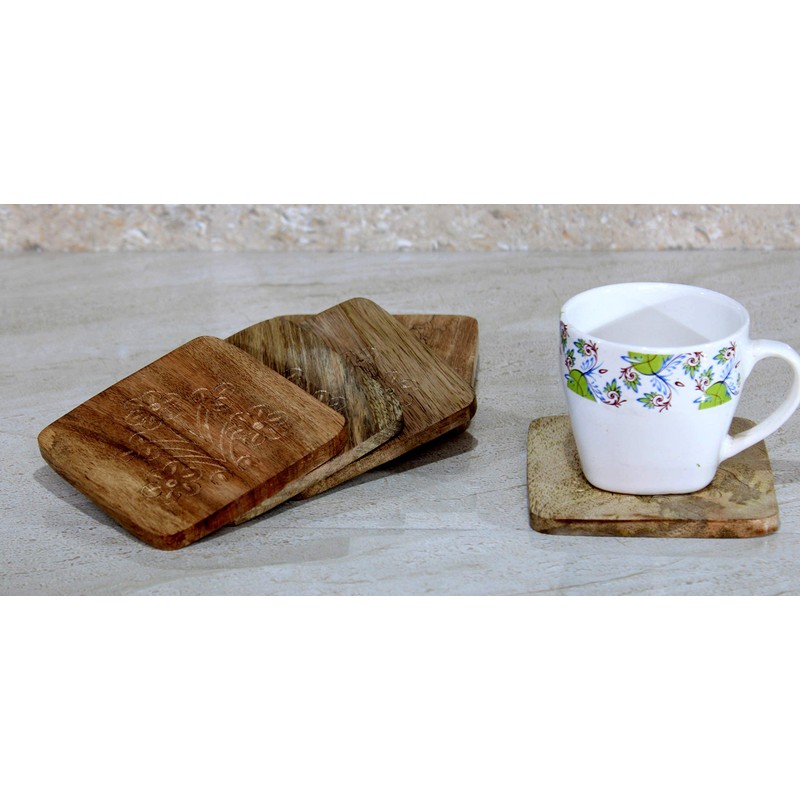 StonKraft Square Wooden Coasters for Tea & Coffee – Handmade