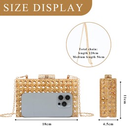 GOKTOW Rattan Acrylic Bag Clutch Purse Evening Bag Woven Handbag Summer Beach Purse