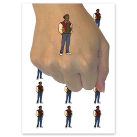 School Jock Student Team Sports Basketball Athlete Letterman Jacket Temporary Tattoo Water Resistant Fake Body Art Set Collection - 54 1" Tattoos (1 Sheet)