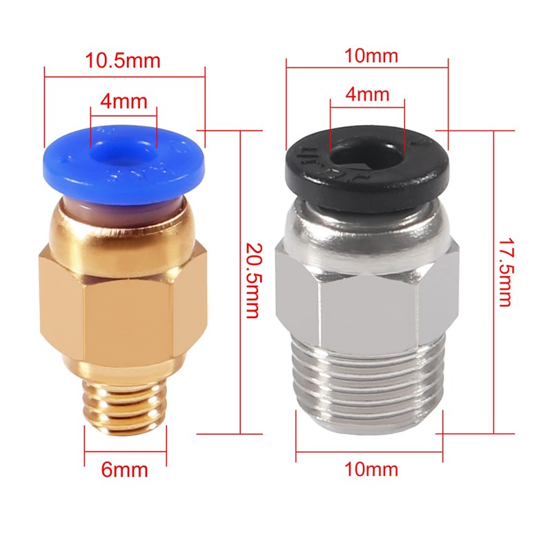 AIDOMAK 8 Pcs PC4-M6 Pneumatic Fitting and 8 Pcs PC4-M10