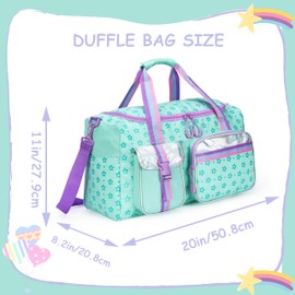 Oruiji Kids Duffle Bag Girls Women Travel Bag Gifts Overnight Bag for Girls Women Tote Bag Sleepover Bag for Girls Gym Dance Bag with Shoes Compartment