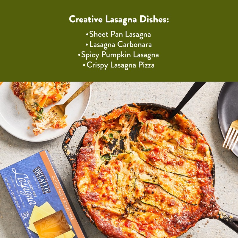 DeLallo Gluten Free Lasagna Noodle Sheets, 8.8 Ounce Box, (6