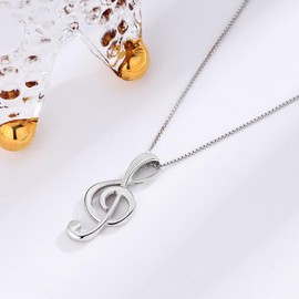 Hmzidz Musical Note Necklace for Women,Charm Necklace 925 Sterling Silver with Music Note Pendant,Pure Silver Choker Chain Necklace,Beautiful Pendant Necklaces Gifts for Girlfriend and Daughter