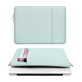 MOSISO Laptop Case 13.3 inch, 13-13.3 inch Laptop Sleeve Compatible with MacBook Air/Pro 13/Pro 14 M5 M4 M3 M2 M1, HP Dell ASUS Lenovo,Polyester Vertical Computer Sleeve Bag with Pocket, Mint Green