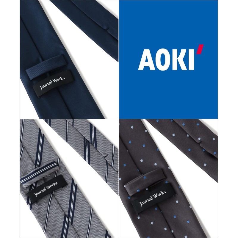 Aoki 3-Piece Necktie Set with Box, Washable, Mesh Laundry Bag