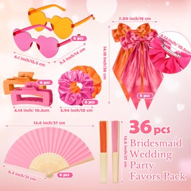 Suncalla 36 Pcs Pink Orange Tequila Sunrise Party Favors Set Girls Party Accessories for Bachelorette, Birthday, Bridesmaid, Spa Sleepover, Summer Pool, Beach, Tropical Sunset Theme
