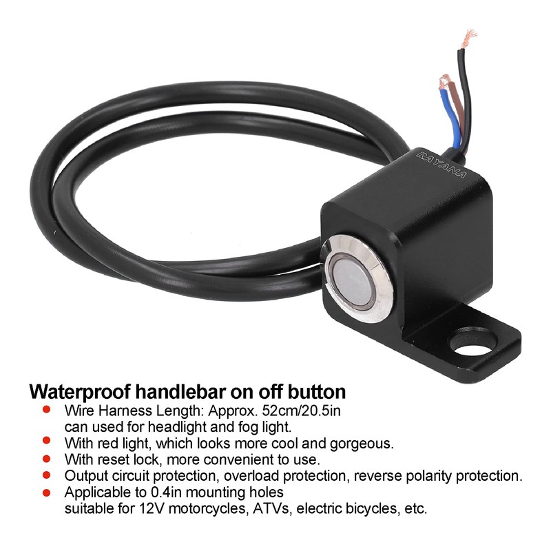 Handlebar Switch Motorcycle Waterproof Handlebar Switch Headlight Fog Light On/Off