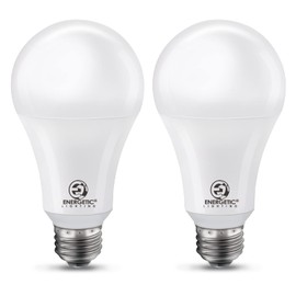 Super Bright 50/100/150W 3-Way A21 LED Light Bulb, 800/1600/2200 Lumens, 4000K Cool White, Non-dimmable, E26 Base, UL Listed, 2-Pack