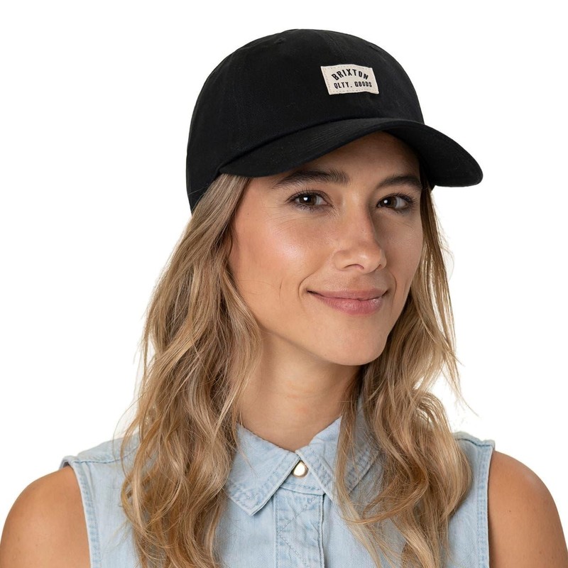 Brixton Woodburn Cap Baseball Cap Curved Brim Metal Buckle, Black