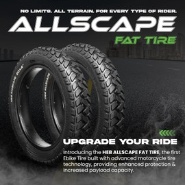 HEB ALLSCAPE 20x4.0 in Fat Tire for E-Bike MTB, Heavy Duty High-Performance Puncture Resistant E-Bike Mountain Bike Tire, All-Terrain Directional Tread, High-Density Tire for Street & Trail Riding