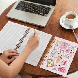 VIIJJUE Nurse Notebook, Nursing Notebook, Nurse Gifts for Women, Nurse Appreciation Gifts, Gift for Nurses, Nurse Supplies, Pink Nurse Hardcover Spiral Journal Notebook 5.5x8.3 Inch