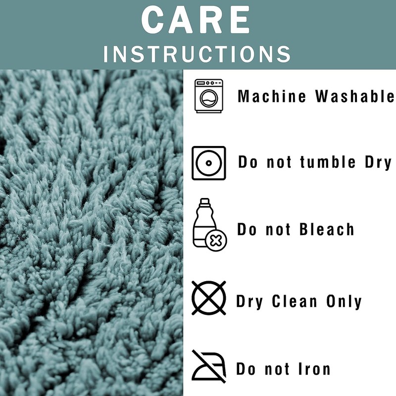 Voice7 Tasselled Duck Egg Round Bath Mat 100% Cotton, Non-Slip