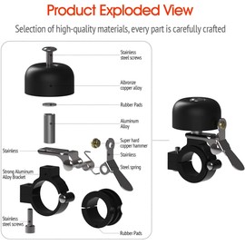 Vintage Brass Bike Bell – Loud & Clear 90dB Sound, Durable Metal Bicycle Bell for Adults & Kids, Fits 0.87'' - 1.25'' / 22.2-31.8mm Handlebars, Easy Install for Road & Mountain Bikes