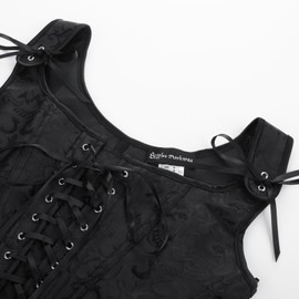 SCARLET DARKNESS Women's Steampunk Corset Vest Plain Lace-Up Medieval Bodice, Black Jacquard