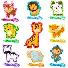 GwaOery Animals Lacing Cards, Kids Preschool Lacing Card Arts & Crafts Sewing Cards Threading Toys Lacing Animal Picture Cards for Imagination Development Educational Learning Activity for Kids