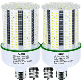 SAGFU 100W LED Corn Light Bulb,LED Corn Bulb 5000K Daylight White,2-Pack 1000W Equivalent, Super Bright,E26 E39 Base for Indoor Outdoor Workshop Garage Warehouse High Bay Lighting G (100W 5000K)