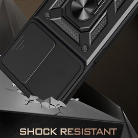 Honor X7B Tempered Glass Case with Slide Camera Protection, Heavy Duty Military Grade Protective Cover, Black