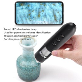 Skin Hair Detector, 1600X Magnification Skin Hair Scalp Detector, Digital Microscope, Skin Analyzer with LED Light, WiFi, Portable Handheld Microscopes, HD Magnifier for Scalp Hair