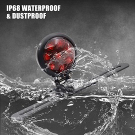 Motorcycle Red Round Rear Brake/Tail Light Lamps with AL Bracket,12V LED Universal Motorbike Scooter Tail Lamp (with Brackets)