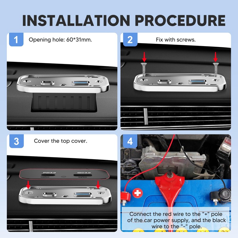 Kriogor USB C Socket 12 V Motorhome Charger, PD3.0 &