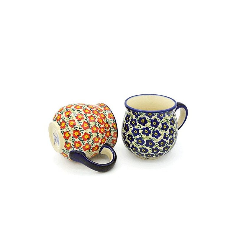 Bunzlauer Ball Mugs, Set of 2 Round Red Viola &