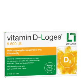 Dr. Loges vitamin D-Loges? 5.600 I.E. - 30 Gel-Tabs - Wochendepot - Nahrungserg?nzungsmittel mit Vitamin D3 fr die ganze Familie
