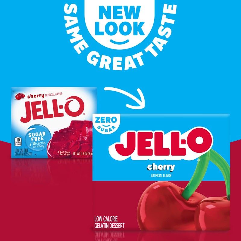 Jell-O Black Cherry Sugar-Free Gelatin Mix (0.3 oz Boxes, Pack