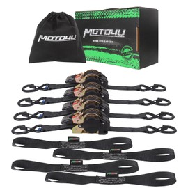 MOTO4U Retractable Ratchet Straps,1" x 10' Self Ratcheting Ratchet Tie Down Straps with Soft Loops &Storage Bag,Heavy Duty Upgrade S-Hook 660LBS for Motorcycle Kayak ATVs Boats(2PCS)