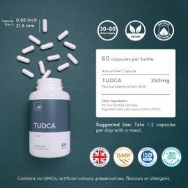 TUDCA 250mg x 60 Capsules - Over 99.5% Purity Third Party Tested - Vitality Pro TUDCA Supplement - 15 Grams