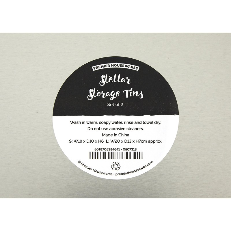 Premier Housewares 507313 Kitchen Storage Tin, Rectangular, Multi-Colour, Set of