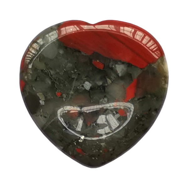 "N/A" Angelgogo Natural African Bloodstone Heart Chakra Thumb Worry Stone,Stress Relax Healing Reiki Crystal Pocket Palm Stones
