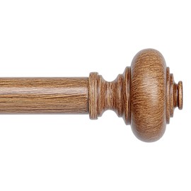 Wood Curtain Rods for Windows 72 to 144 Inch, Boho Vintage Decorative 1 Inch Diameter Long Wooden Curtain Rod, Adjustable Heavy Duty Rustic Farmhouse Drapery Pole with Wood Grain Finials