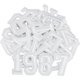 mancyz 72 parches de letras y números para planchar, parches bordados A-Z, números 0-9 para ropa, sombreros, mochilas, pantalones (W2497-72 blanco)