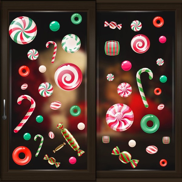 WALPLUS Christmas Window Stickers Clings Xmas Decoration Reusable Double-Sided Print