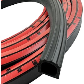 Moyishi D Shape Door Rubber Seal Strip,1" RV Slide Out Seal Self-Adhesive EPDM Rubber, Weather Stripping for Fill Gaps,Apply to Car,Truck,RV,Boat and Home Application (16 Feet)